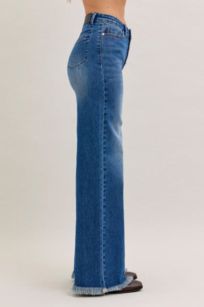 Karla High Waist Column Straight Button-Fly & Back Welt Pkts