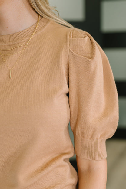 Casually Classy Puff Sleeve Blouse in Brush