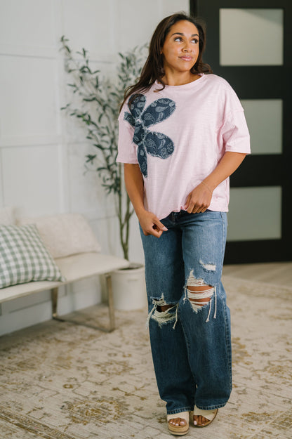 Exactly My Type Paisley Floral Applique Top
