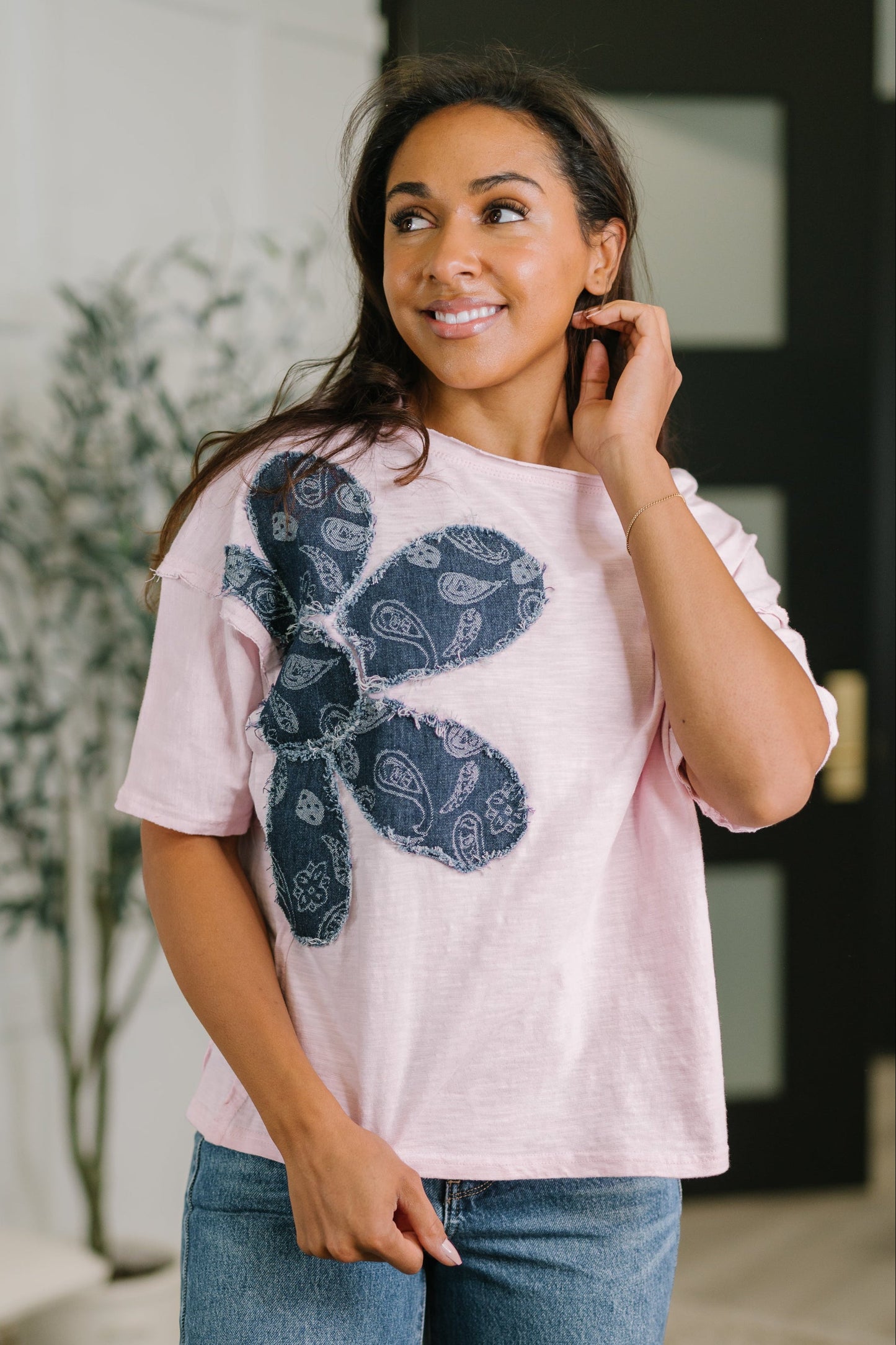 Exactly My Type Paisley Floral Applique Top