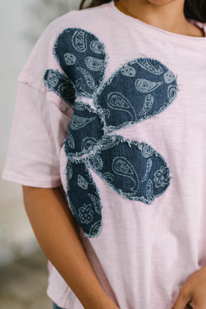 Exactly My Type Paisley Floral Applique Top