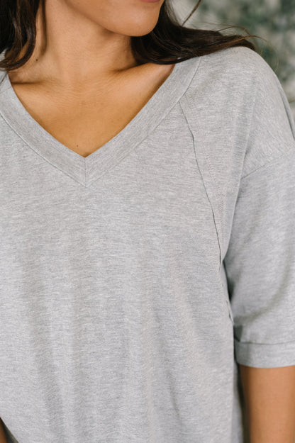 It's All You Oversized Tunic Top in Grey