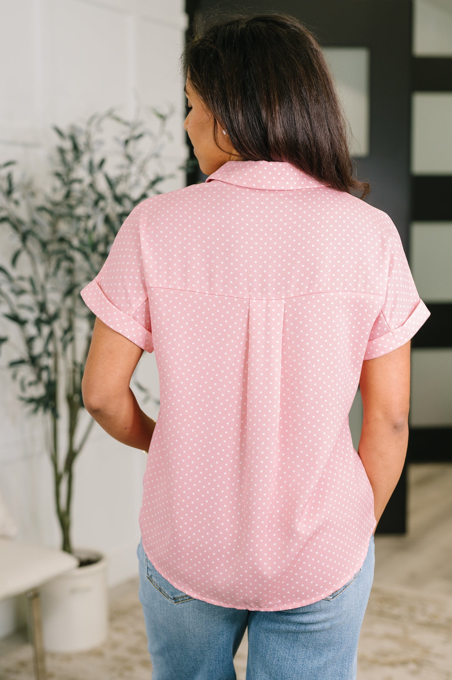 It's Just Business Collared Button Down Blouse
