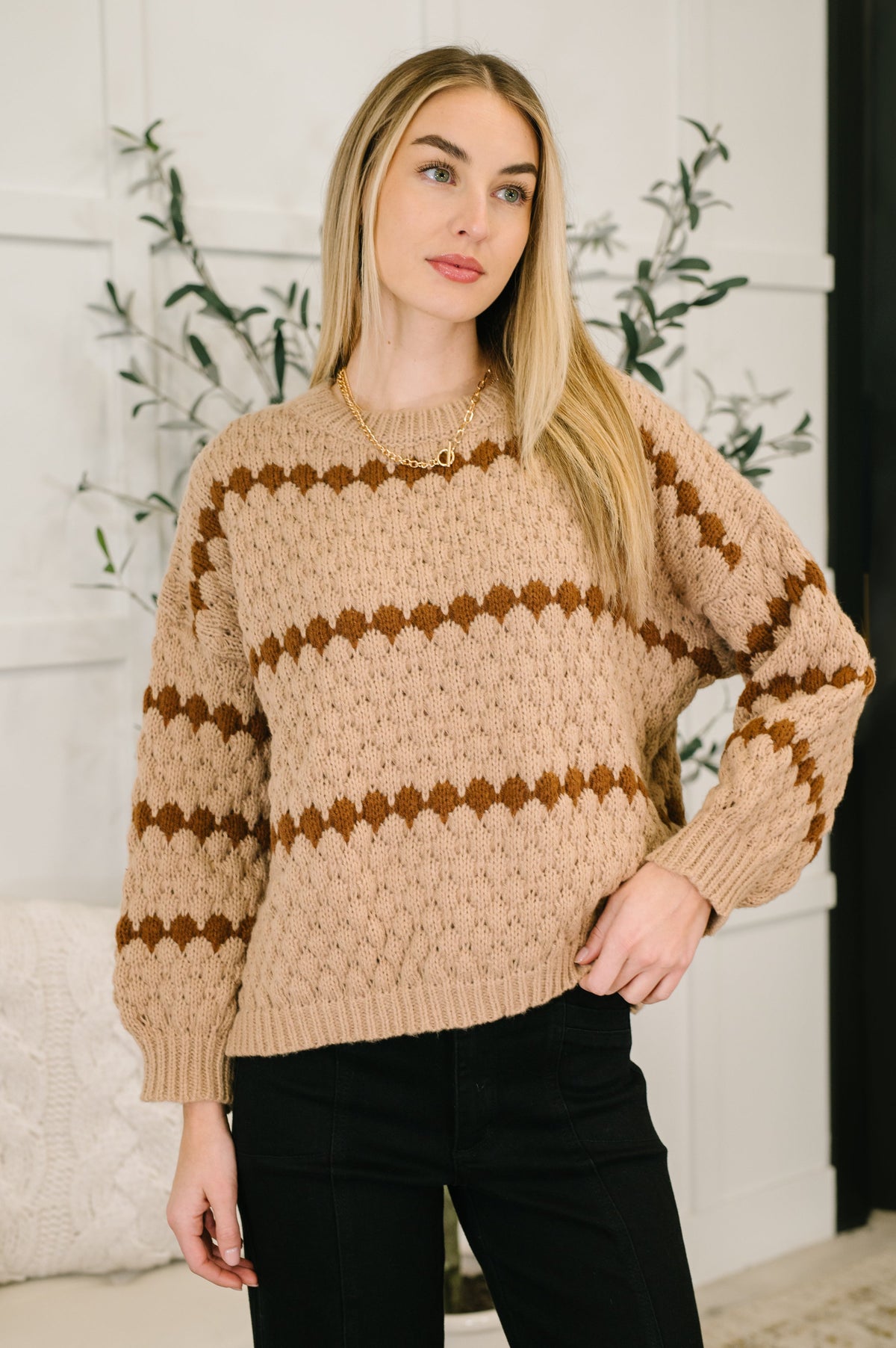 Ivy Lane Textured Sweater in Taupe