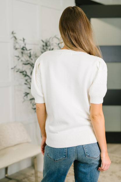 Need a Little Love Cable Knit Puff Sleeve Top