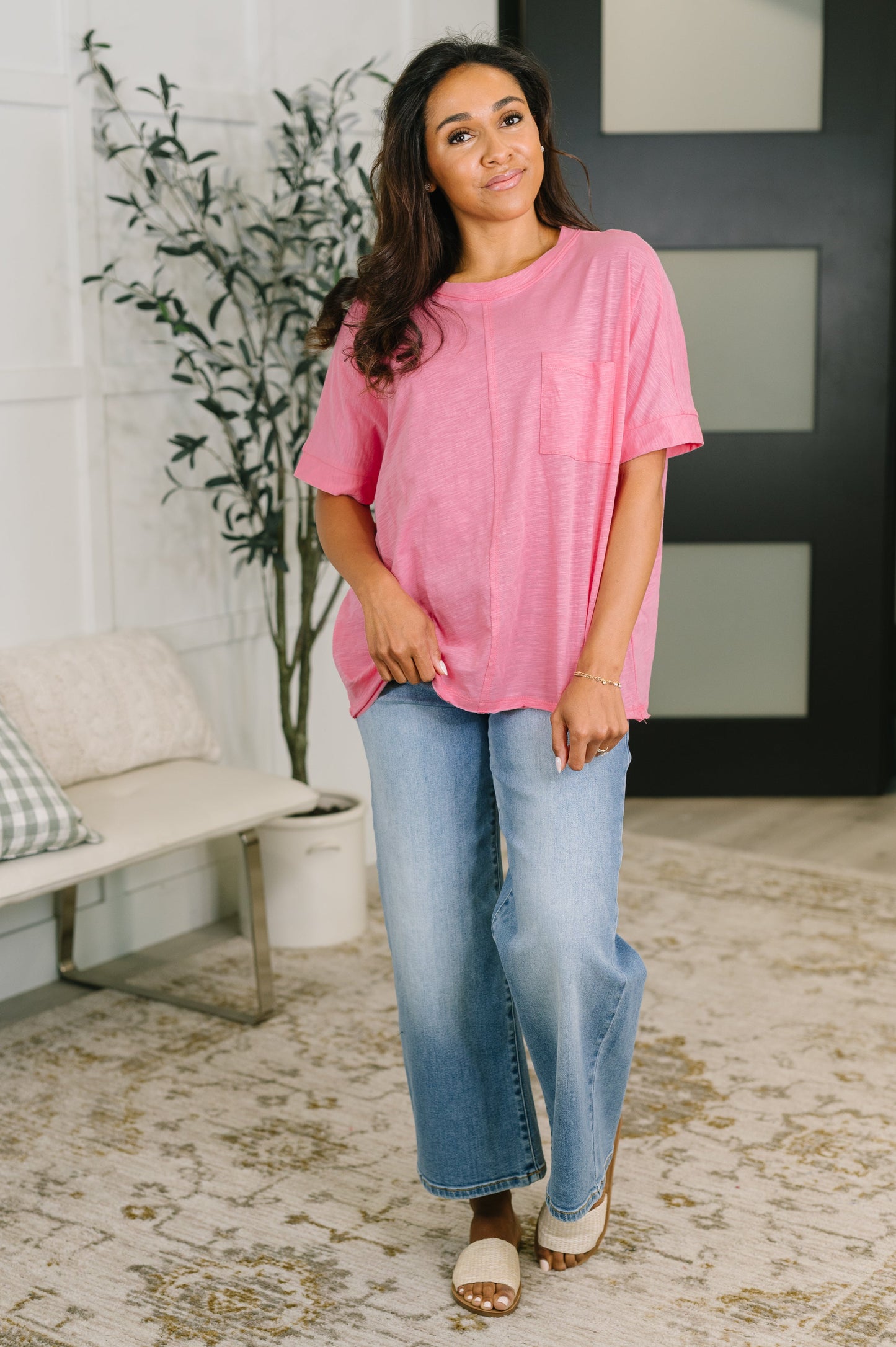 The Layback Relaxed Basic Tee in Pink